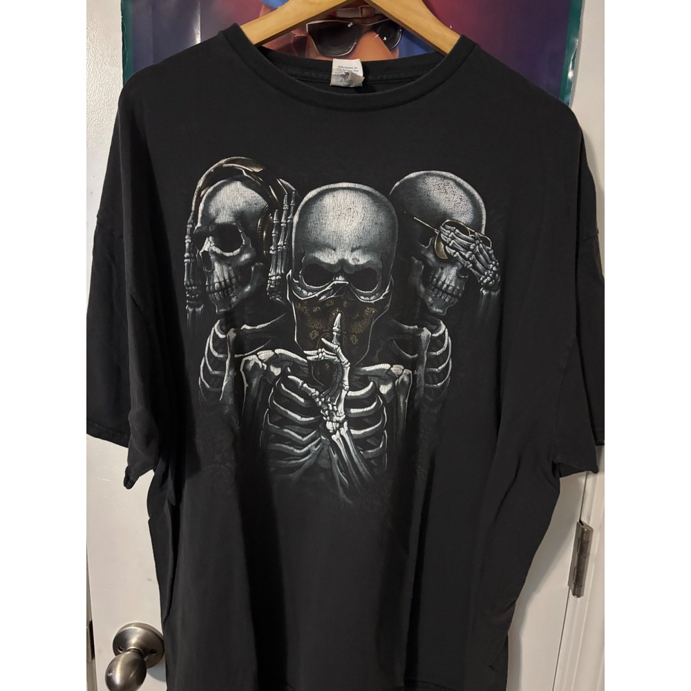 Pro Weight Graphic T-Shirt Three Skeleton See No Evil Hear No Evil XXL